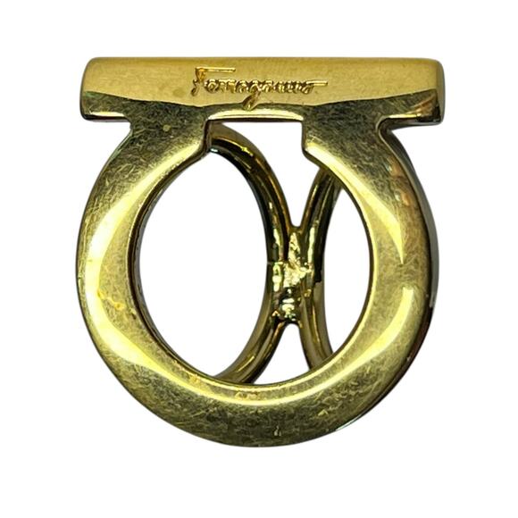 Salvatore Ferragamo Gold Tone Gancini scarf ring Made in Italy - Picture 8 of 8